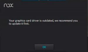 Драйвер видеокарты устарел nox player может работать неправильно
